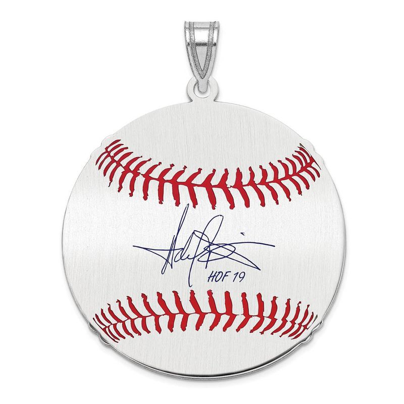 Sterling Silver Harold Baines Signature Lg Enamel Baseball Pendant
